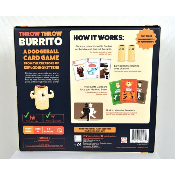 THROW THROW BURRITO Exploding Kittens A Dodgeball Card Party Game: 2-6 Players - Picture 2 of 3